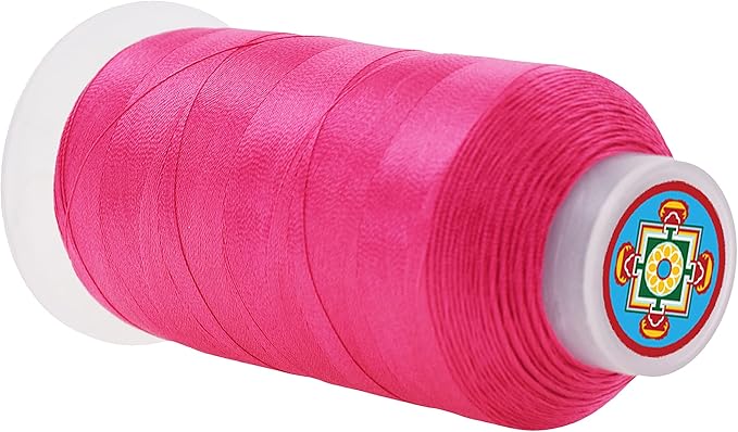 Mandala Crafts Hot Pink Heavy Duty Thread - 1500 Yds Tex 70 Bonded Polyester Threads for Sewing Drapery, Jeans, Leather, Hair, Outdoor Marine Upholstery