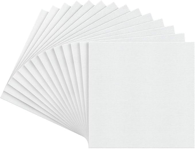 Arteza Canvas Boards for Painting, Pack of 14, 12 x 12 Inches, Square Blank Canvas Panels, 100% Cotton, 12.3 oz Gesso-Primed, Art Supplies for Acrylic Pouring and Oil Painting