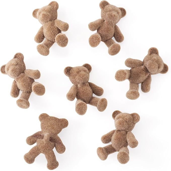 Craftdady 50pcs Flocky Acrylic Bear Buttons with Shank Cute 3D Teddy Bear Shank Sewing Craft Buttons 38-39x29.5mm for DIY Crafts Clothing Scrapbooking