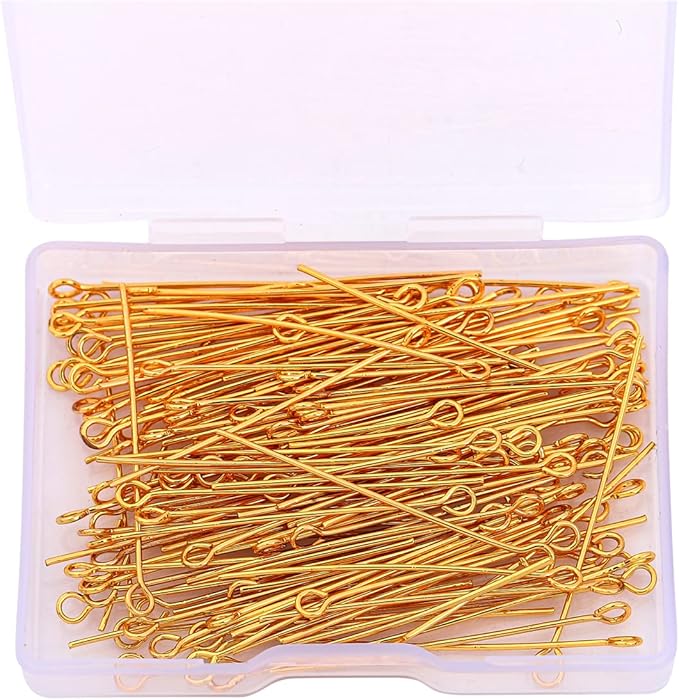18K Gold Plated Open Eye Pins Non Tarnish 40mm 150pcs for Jewelry Making Findings