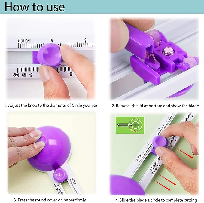 Circle Cutter, Circle Cutters for Paper Crafts, Paper CircleCutters, Circle PaperCutters, Circular Cutters, Cardboard Circle Cutter, Adjustable Craft Cutting Tools, Cutting Diameter 4'' to 12.5''
