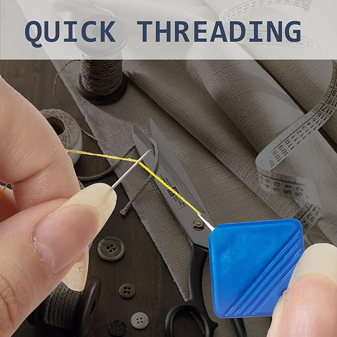 LB 2025 Sewing Machine Needle Threader 10Pc Blue Universal Square Metal Hand & Machine Threader Tool Durable Quick Insertion Kit with Ergonomic Design for Home/Professional Tailors