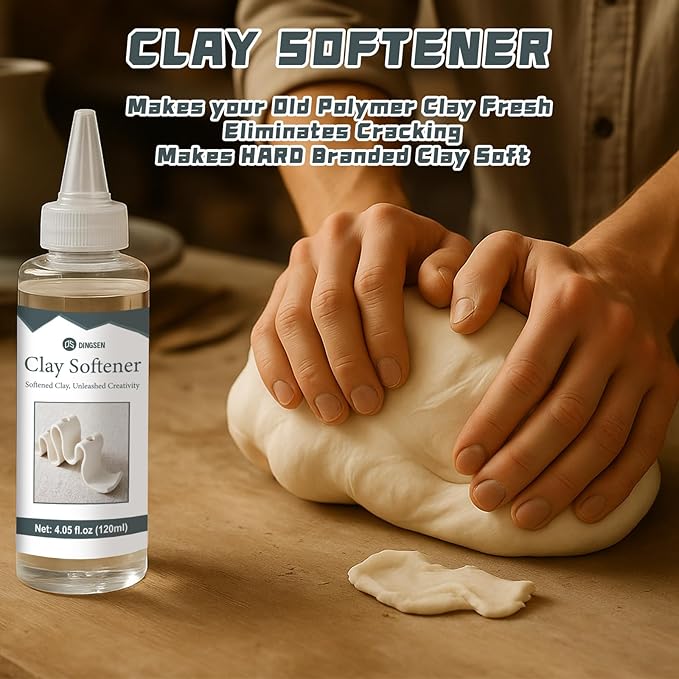 Premium Polymer Clay Softener – Revive Hardened Clay, Enhances Flexibility & Adhesion, Adds Shine After Baking, Ideal for Ceramic Artists, Teachers & DIY Craft Lovers (120ml)