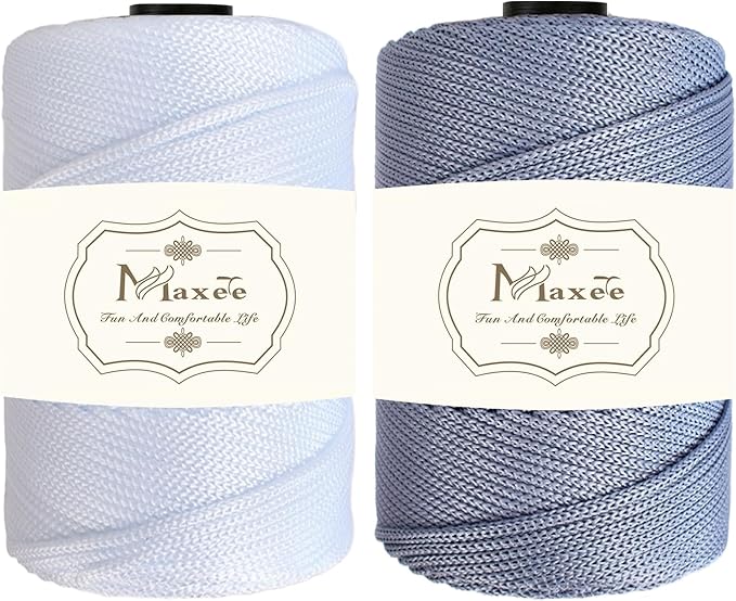 Maxee Premium Polyester Macrame Cord 3 mm × 218 yd (2 Pack),3mm 100% Polypropylene Macrame Cord,Ideal for Crochet, Wall Hangers, Bags, Rugs & DIY Crafts