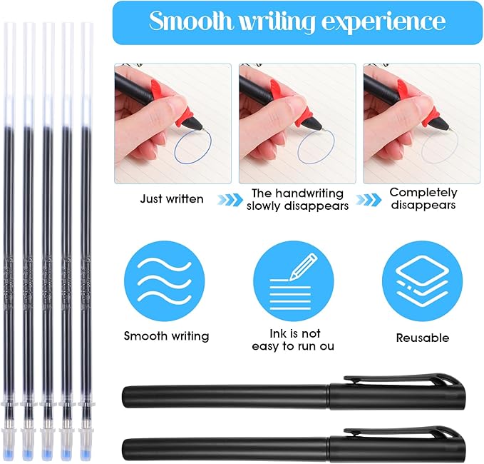 Magic Pens & Refills for Magic Copybooks, Grooved Book Disappearing Ink Pens, Invisible Ink Pen Maker with Writing Grip for Handwriting Reusable Workbooks Practice Drawing