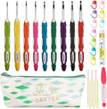 Latest Set of 27 PCS Ergonomic Crochet Hooks Set with Case Extra Long Soft Grip Handles Crochet Hook Needles for Arthritic Hands,Standard US Size B(2MM)-J(6MM)