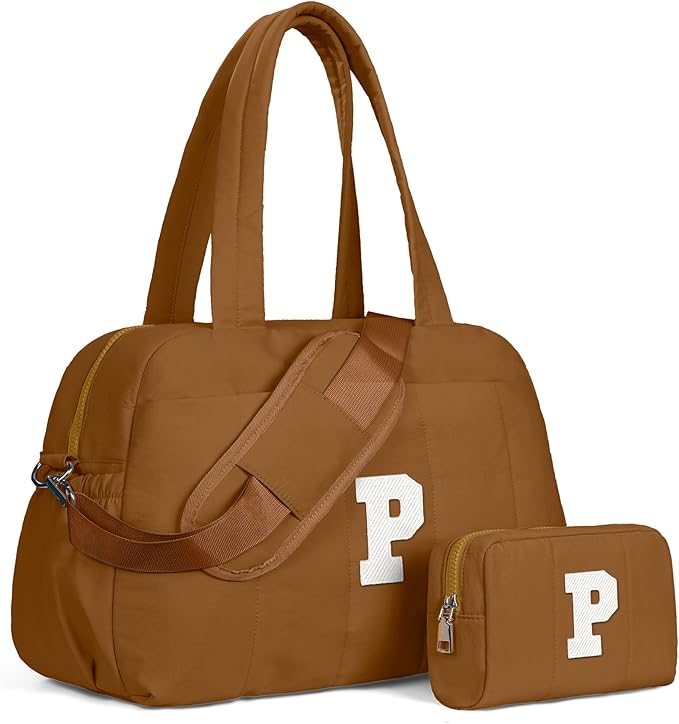 Gifts for Women-Holiday Stuff-Duffle Bag with Letter, Carry On Bags for Women，Overnight Bag with Wet Pocket，Lightweight Travel Bags Personalized Gym Tote with Makeup Pouch
