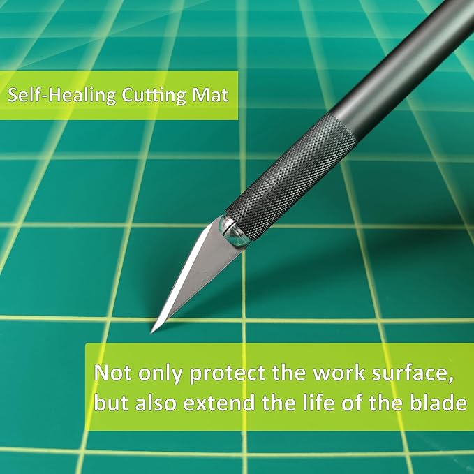 NEWBRAUG 9'' × 12'' Professional Self Healing Cutting Double Sided 5-Ply Mat, Best Gridded Rotary Cutting Board for Quilting, Sewing, Craft, Fabric & Scrapbooking (Green/Black)…