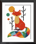 Stitchmelody Stamped Cross Stitch Kits for Beginners,11CT Printed Pattern DMC Embroidery Kit for Adults,DIY Needlework Set-Smart Color Fox 11''X15''