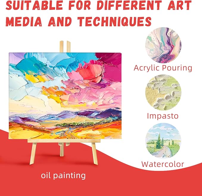 Simetufy 24 Pack 12 x 16 inch Large Canvas Boards for Painting- Gesso Primed Acid-Free 100% Cotton Canvas Panels for Acrylics Oil Watercolor Tempera Paints