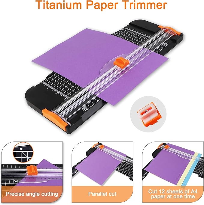Famomatk 27PCS Craft Weeding Tools for Vinyl Kit,Utility Knife Vinyl Weeding Tool Set with 12Inch Paper Cutter Trimmer for Scrapbooking,Silhouettes,Cameos,DIY Art Crafting,Cutting,Splicing,Cardstock