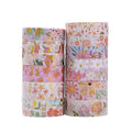 12 Rolls Vintage Washi Tape Set, Botanical Tapes, Decorative Tapes for Scrapbooking Supplies/Junk Journal/Bullet Journaling/Art Crafts(Pink)