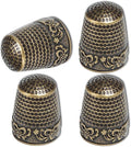 ZESION 4Pcs Sewing Thimbles, Metal Thimbles for Hand Sewing Finger Protector, Quilting Craft Accessories for Knitting Needlework DIY Tools, Bronze