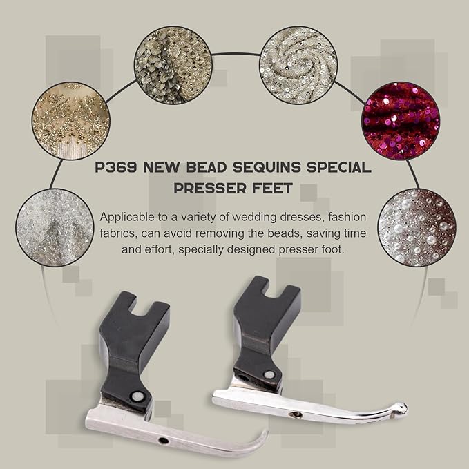 P369 New Bead Sequin Special Presser Foot Wedding Dress Bead Fabric, Sequin Bead Presser Foot(with Beads)