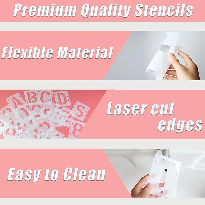 YEAJON 2.5 Inch Letter Stencils Symbol Numbers Craft Stencils, 42 Pcs Reusable Alphabet Templates Interlocking Stencil Kit for Painting on Wood, Wall, Rock, Sign, DIY Art Projects