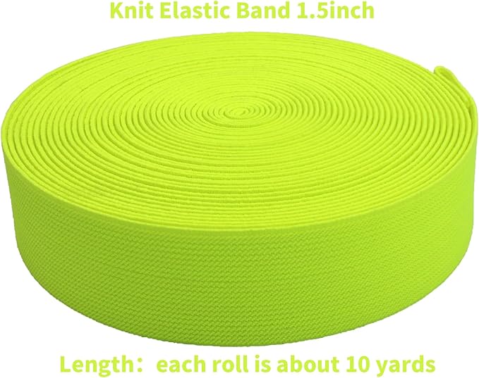 JESEP 1.5 Inch 10 Yards Double-Side Twill Woven Elastic Heavy Stretch High Elasticity for Sewing Pants Waistband, Wigs, Skirts, Craft DIY Projects (Neon Yellow 300)