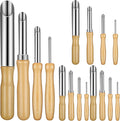 Leriton 16 Pieces Clay Hole Cutters Stainless Steel Circle Shaping Clay Tools Wooden Handle Circular Pottery Tools for Sculpture Pottery Drilling Holes Supplies, 4 Sizes
