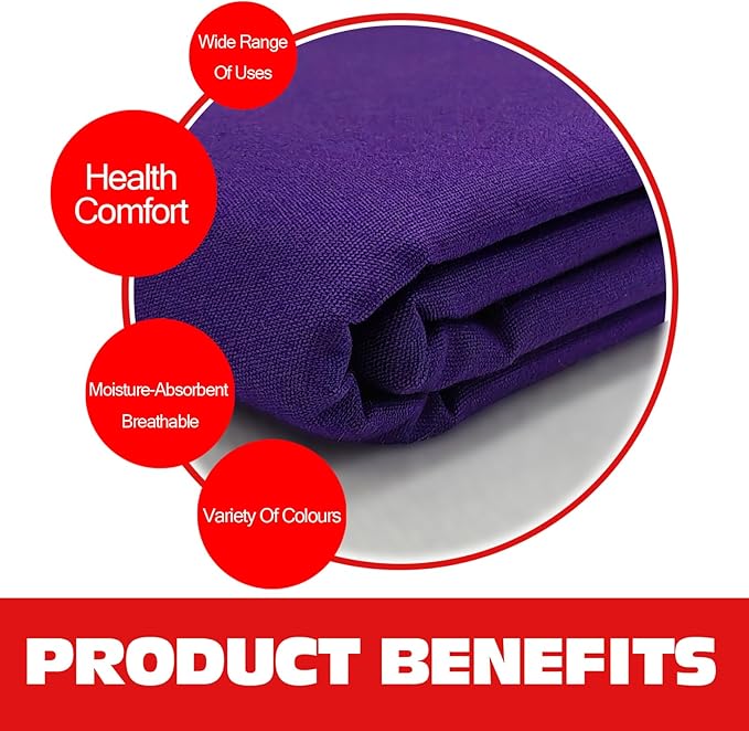 100% Purple Cotton Fabric for Sewing by 1 Yard, 59”Width Quilting Fabric Medium Weight 5.8 oz, Muslin Fabric by The Yard, Embroidery Cloth