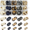 Assorted Buttons for Sewing Crafts,135Pcs 4-Hole Round Blazer Buttons, 5 Color 3 Size (15mm, 20mm, 25mm) Resin Button for Suit,Shirt,Coats,Clothes Sewing,DIY Craft (Black,White,Blue,Coffee Color)