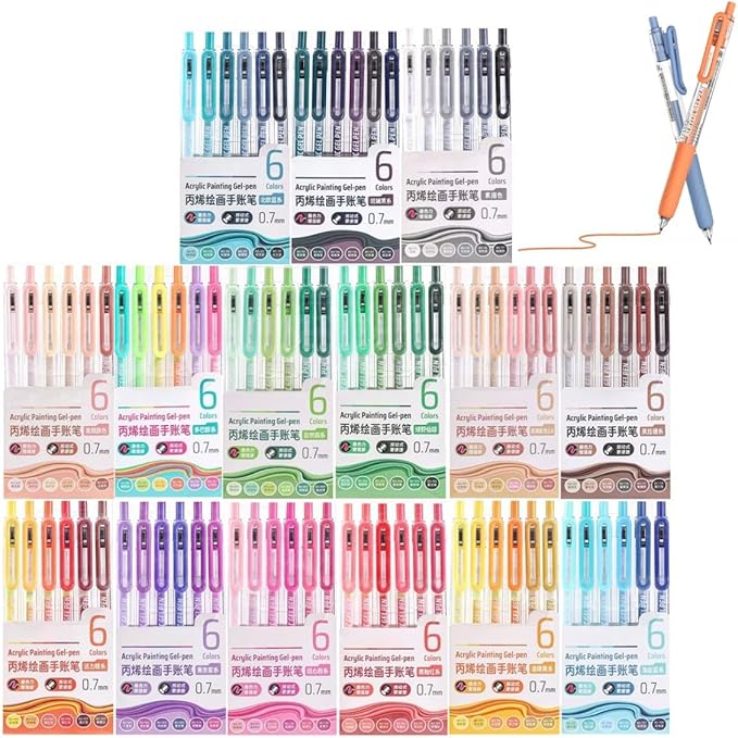 90 Pcs Acrylic Gel Pens 0.7mm Quick Dry Colorful Fine Point Smooth Writing Ballpoint, for Adult Coloring, Black Paper, Drawing, Journaling, Note Taking