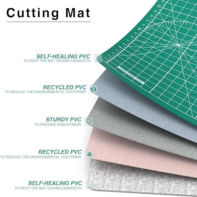 DIYSELF Cutting Mat 12in×18in, Cutting Mats for Crafts, Self Healing Cutting Mat A3, Fabric Cutting Mats Double Side for Sewing, Quilting, Craft Mat for Desktop