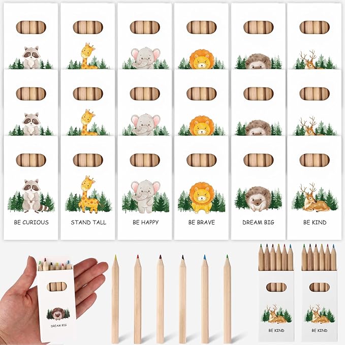 48Packs/288pcs Bulk Mini Drawing Pencils Set 3.5 Inch Back To School Pencil Mini Colored Pencils Coloring Pencils in Kraft Boxes Inspirational Motivational Gifts for Employee Colleague Teacher Student