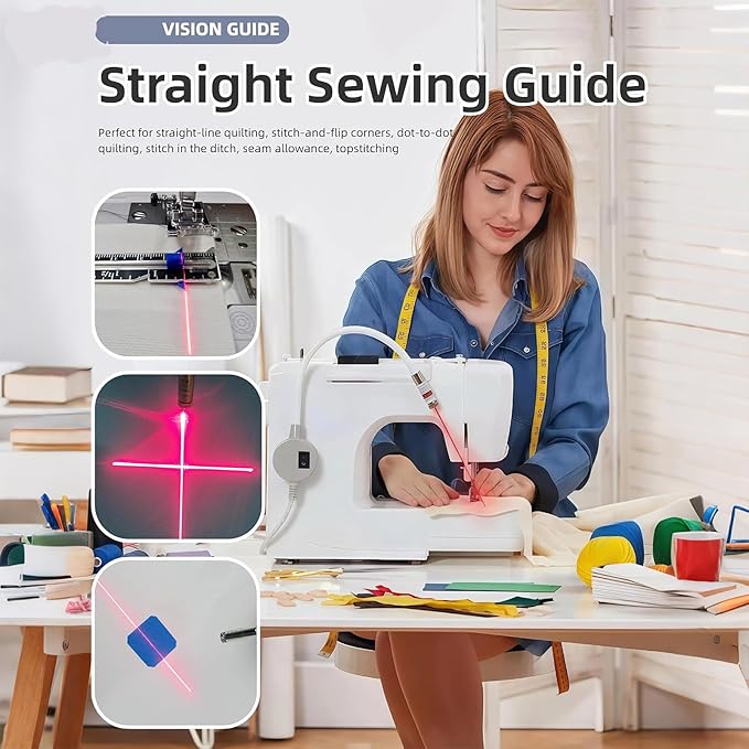 Magnetic Positioning Quilting Light for Sewing Machine | Adjustable Dot/Line/Crosshair Projection for Precision Stitching & Guide