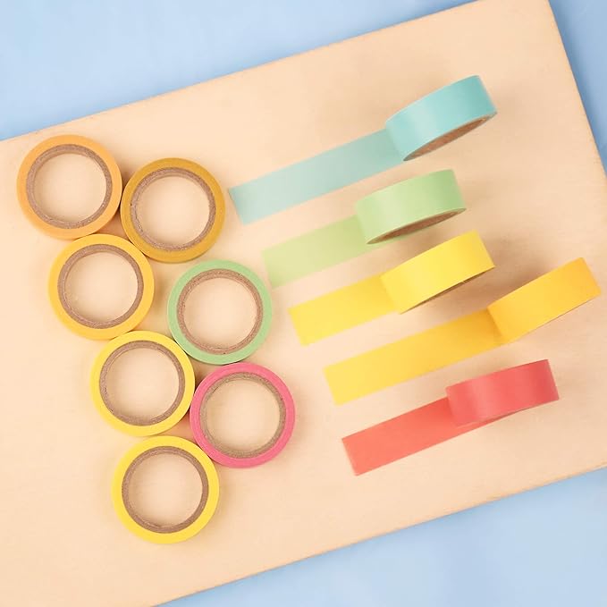 CCINEE 48 Roll Washi Tapes, Washi Masking Decorative Tapes for DIY Decor Planners Scrapbooking Adhesive School Party Supplies
