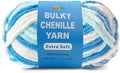 Soft Velvet Yarn Chenille Yarn for Crocheting and Knitting – Bulky (93 Yards/100g) - Polyester - Yarn for Blanket Amigurumi Weaving Crafts (Blue Sky Mix, 1 Pack)