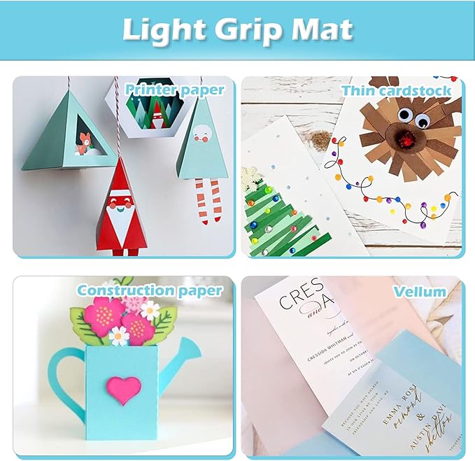 HTVRONT Light Grip Cutting Mats- 2 Pack Cutting Mat 12x12 Compatible with Cricut Maker 3/Maker 4/Maker/Explore 3/4/Air 2/One, Light Adhesive Sticky Quilting Cutting Mats Replacement Accessories