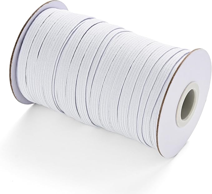 XKDOUS Elastic Band for Sewing, 1/4 Inch 40 Yards White Knit Elastic Bands High Elastic Cord for Sewing Waistband and Pants Waist