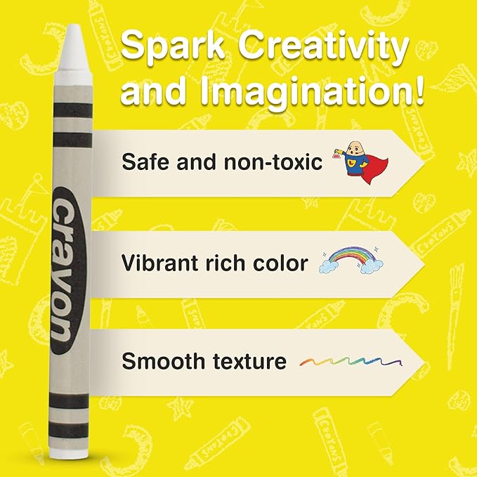80 Count Single Color Crayons Bulk Pack - WHITE single color crayon refill - Regular size crayons (5/16" x 3-1/2")