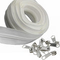 Leekayer #5 White Nylon Coil Zippers by The Yard Bulk 10 Yards with 25pcs Silver Sliders for DIY Sewing Tailor Craft Bag(White)