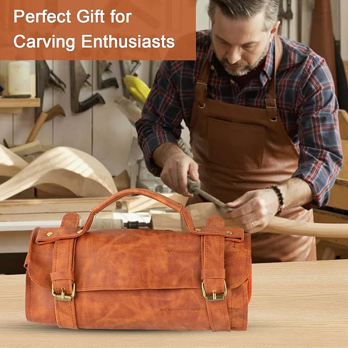 Deluxe Wood Carving Kit, Wood Carving Tools Set, 8Pcs Whittling Knifes&5Pcs Detail Carving Knives with Large Leather Case & Gloves, Wood Whittling Kit for Beginners and Carpenter Experts