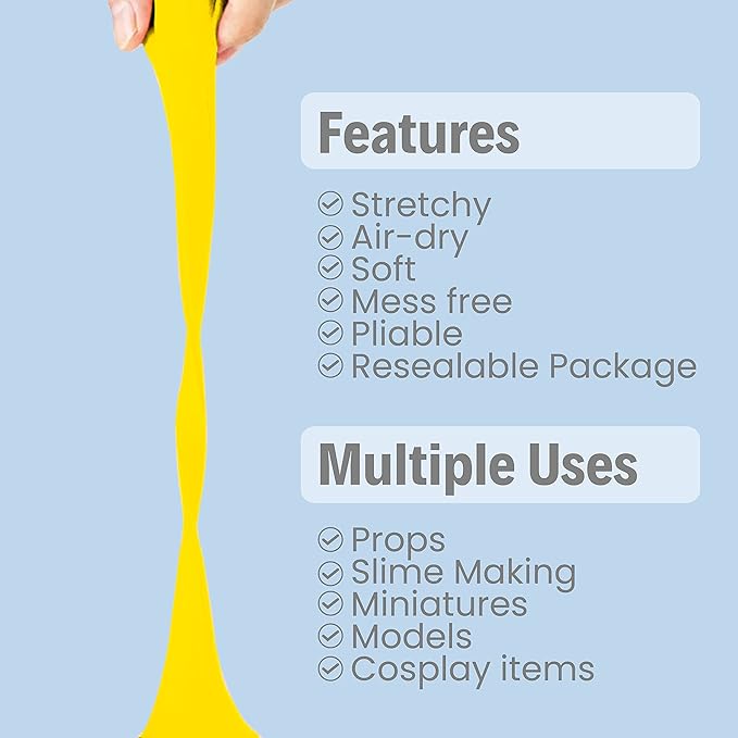 BOHS Yellow Modeling Foam Clay - 1.1 Lbs, Squishy,Soft, Air Dry -for Flower Mirror,Cosplay,Fake Bake, Slime Supplies-500g