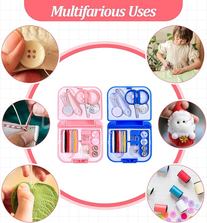 3Pcs Mini Sewing Kit Travel Size, Mini Travel Sewing Kit Portable Emergency for Adults, Basic Emergency Perfect for Weddings & Repair Clothes, Includes Simple Needles Thread Scissors, Easy to Carry