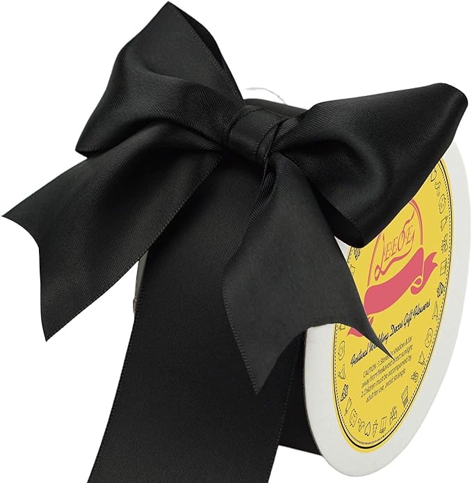 Double Face Satin Ribbon 2 inch X 25 Yards Polyester Black Ribbon for Gift Wrapping Very Suitable for Weddings Party Hair Bow Invitation Decorations and More