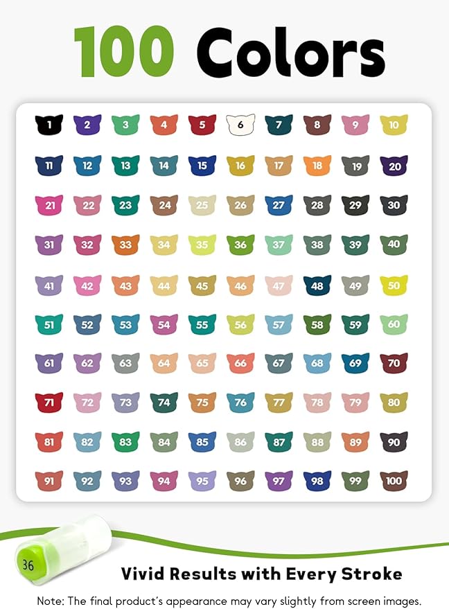 YHC 100 Colors Acrylic Paint Pens with Free App, Dual Tip Acrylic Paint Markers with Brush Tip and Fine Tip for Adults, Kids, Eggs, Wood, Rock, Canvas, Plastic, Stone, Glass, Ceramic