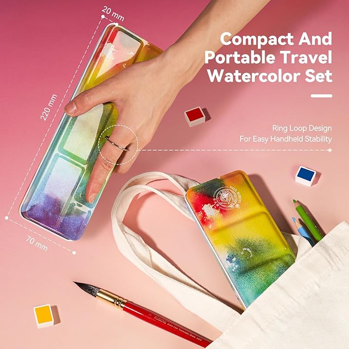 Paul Rubens Watercolor Paint Set, 24 Colors Solid Watercolor Paint, Easy To Blend And Diffuse Watercolor Palette, Compact And Portable Travel Watercolor Set Suitable For Beginners And Professionals