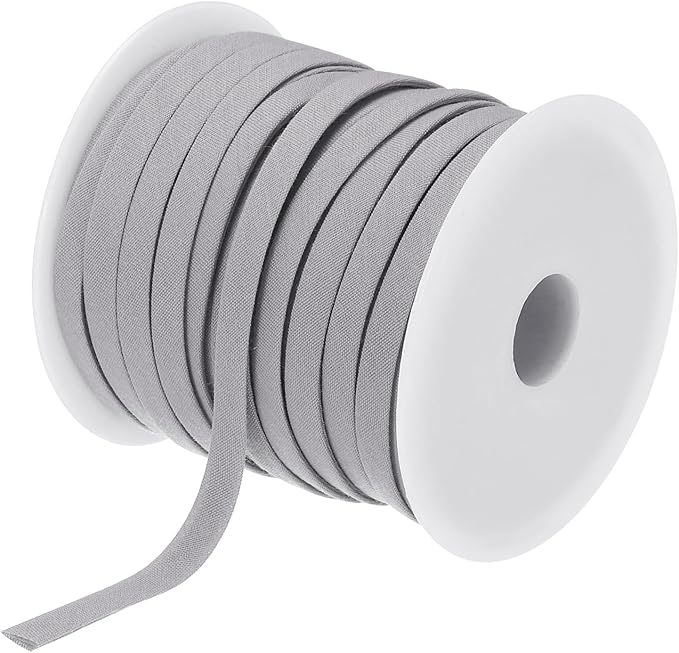MECCANIXITY 1/4 Inch Double Fold Bias Tape Polyester Continuous Bulk Bias Tape for Sewing,Seaming Quilting Hemming Binding Crafts (Grey 25 Yards)