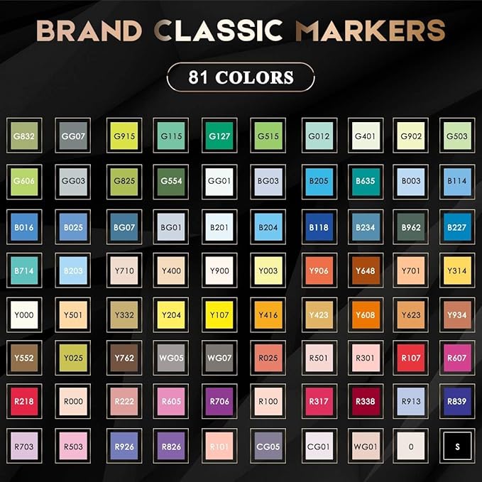 Caliart Alcohol Based Markers, 81 Colors Art Drawing Markers Set Dual Tip Brush & Fine Permanent Colored Sketch Pens, with Case for Artists Adults Coloring Book