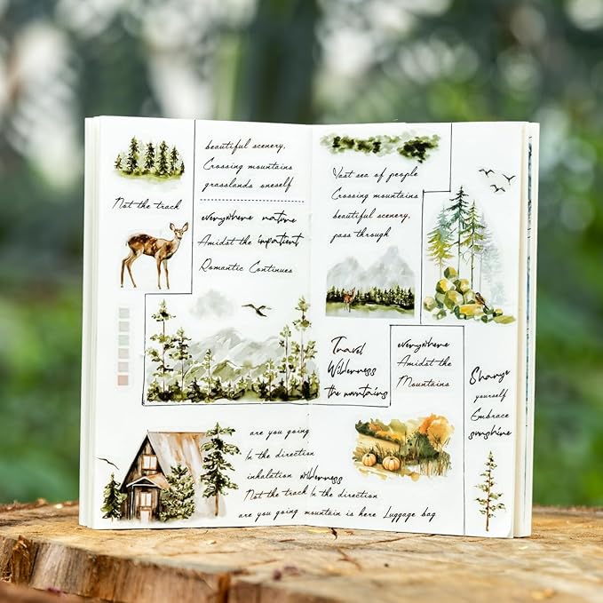 Elegant Phrase PET Sticker Book Set, 60 Sheets of Pre-Cut Text Stickers for Scrapbooking, Journaling, Junk Journal Supplies, and DIY Crafts