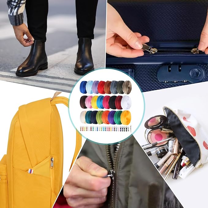72 Yards 24 Colors #3 Nylon Coil Zipper by The Yard with 3 Styles 260pcs Pulls,Continuous Zipper Tape for DIY Sewing Crafts,Bag,Clothes,Purse and Other Sewing Supplies (24 Assorted Colors, #3)