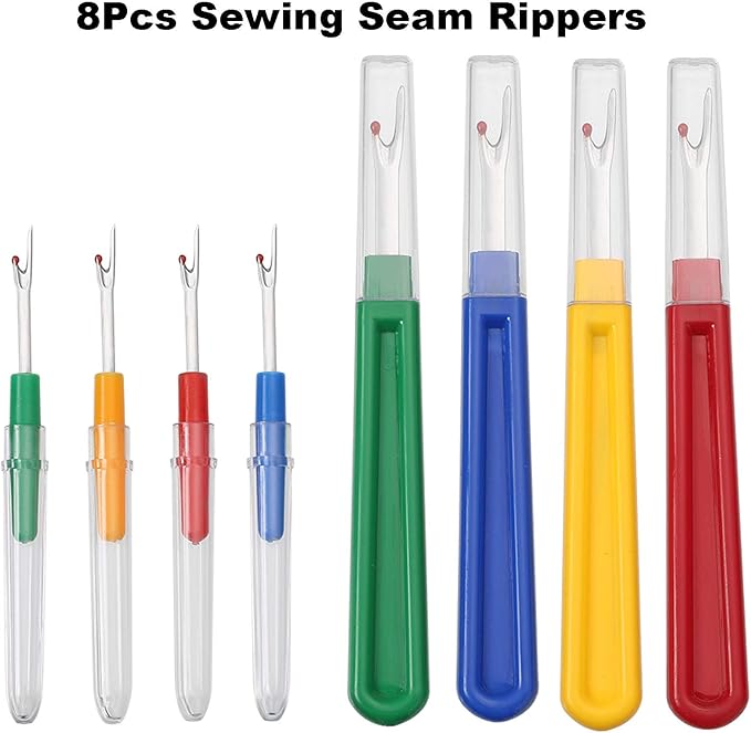 Seam Rippers for Sewing - Borogo Seam Ripper and Thread Remover Kit for Sewing 4 Big and 4 Small Stitch Ripper Tool and 1 Thread Snips