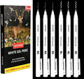 White Gel Pens,0.6/1.0mm Fine Point Gel Ink Pens,Opaque White Ink Pens for Black Paper Drawing, Sketching, Illustration, Card Making, Bullet Journaling,Pack of 6