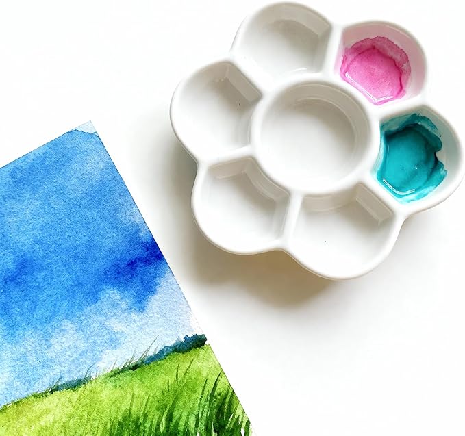 15 Pack Round Paint Palettes, Paint Tray Palettes with 7 Wells, White Plastic Paint Mixing Tray Watercolor Painting Dish for Oil DIY Art Gouache, Easy to Clean