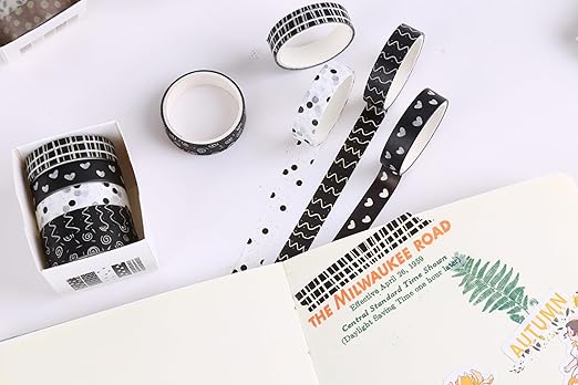 YUBX Basic Washi Tape Set 30 Rolls Plants Patterns Decorative Skinny Slim Masking Tapes for Arts, DIY Crafts, Journals, Planners, Scrapbook, Wrapping (Tropical Wetlands)