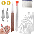 Big Eye Steel Sewing Needles Kit, 34PCS Big Eye Steel Needles Set, Portable Stainless Steel Needles for Hand Sewing, Long & Thin Handmade Quilting & Sewing Kit for DIY Sewing Projects (31 pcs kit)