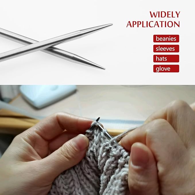 17inch (43cm) Stainless Steel Circular Knitting Needle Size US 7 (4.5mm) Metal Knitting Needles Set for Making Sweater Shawl Scarf