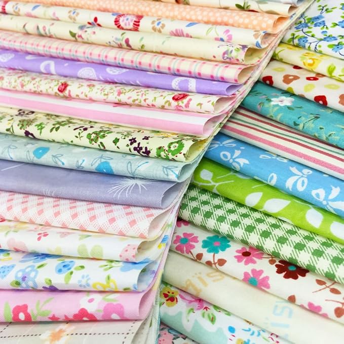 flic-flac Quilting Fabric Squares 100% Cotton Precut Quilt Sewing Floral Fabrics for Craft DIY (10 x 10 inches, 30pcs)